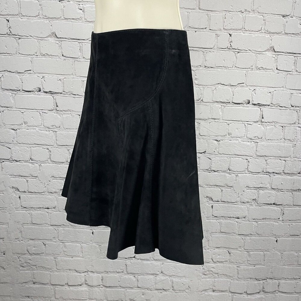 Donald J Pliner Black Suede A Line Mini Skirt Zipped Lined Italy Made Size 4 - Picture 5 of 8